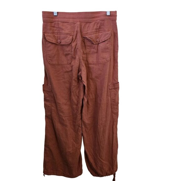 American Eagle 2024 Dreamy Drape Baggy Wide Leg Pants Terracotta Linen Size 18 - Picture 3 of 14